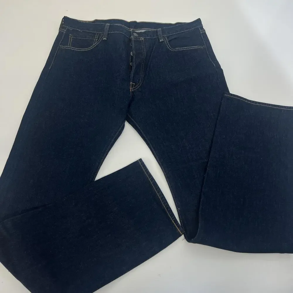 Levis 501 Jeans Mens 36x36 Blue Denim Straight Leg Button‎ Fly Raw 501